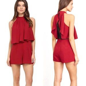 Lovers + Friends Nicki Red Lace Back Romper NWT